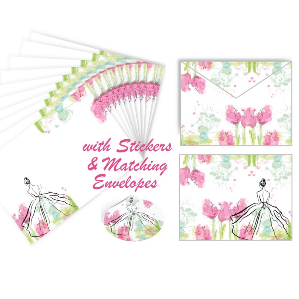 x10 Fashion Girl Holiday Stationery Fashion Christmas Birthday Cards Sti…